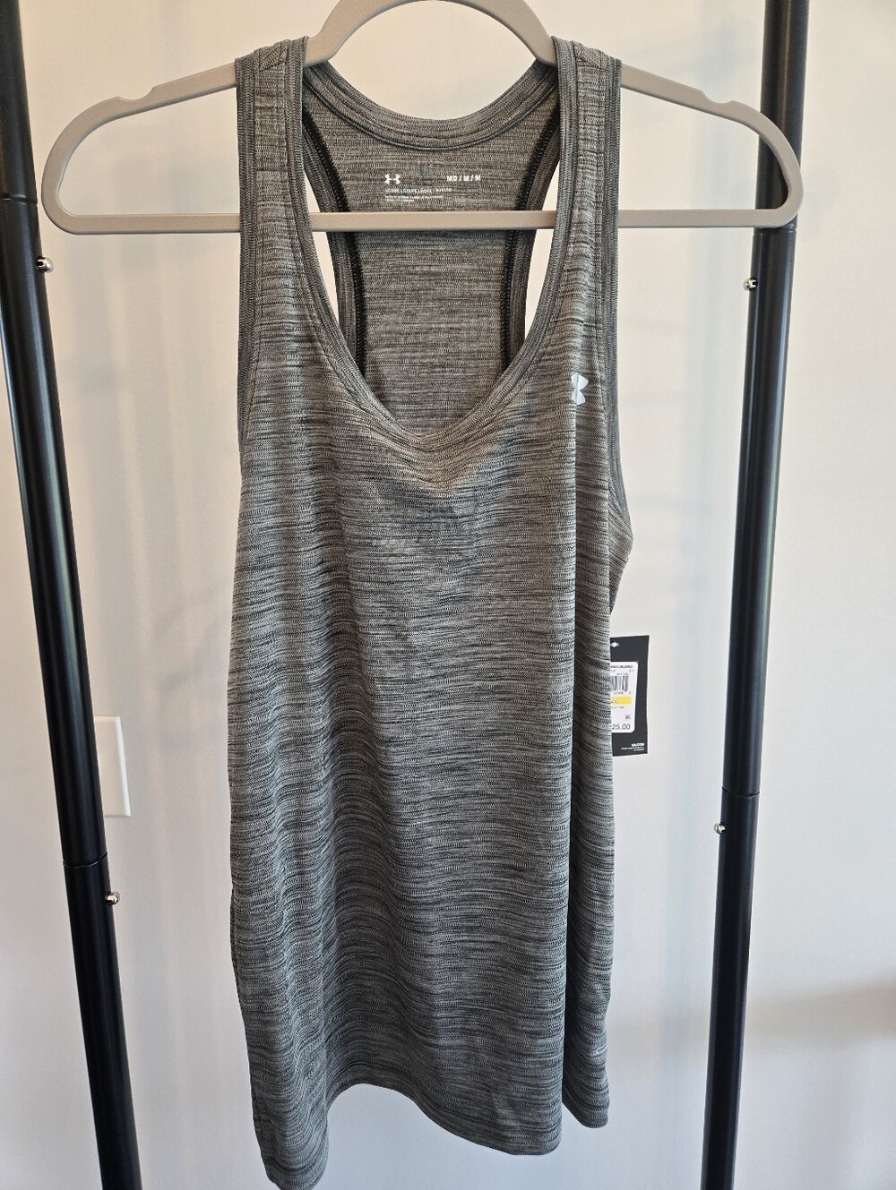 NWT Under Armour Velocity Twist Tank Top Gray Racerback Loose Fit Medium Women